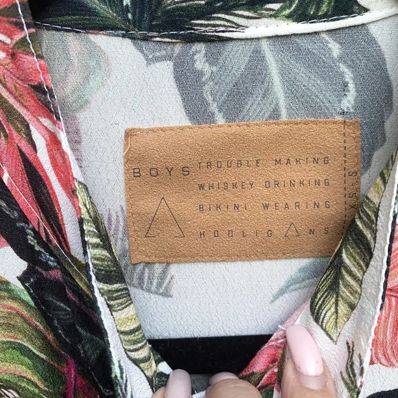 Boys + Arrows Jungle Botanical Print Tunic Shirt Sz XS/S - Picture 7 of 7